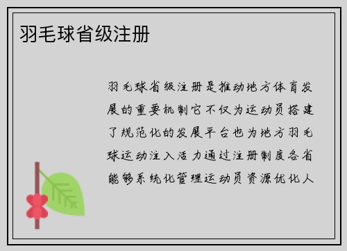 羽毛球省级注册